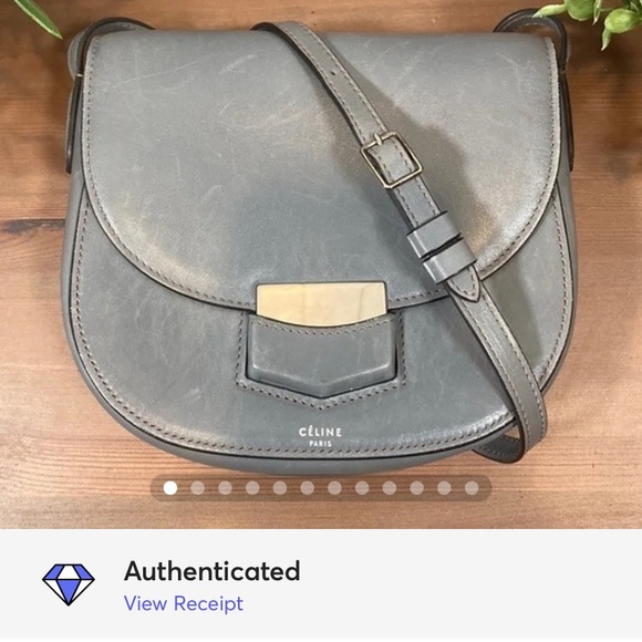 Celine Trotteur Small Grey Smooth Calfskin Leather Crossbody Bag - Picture 2 of 14